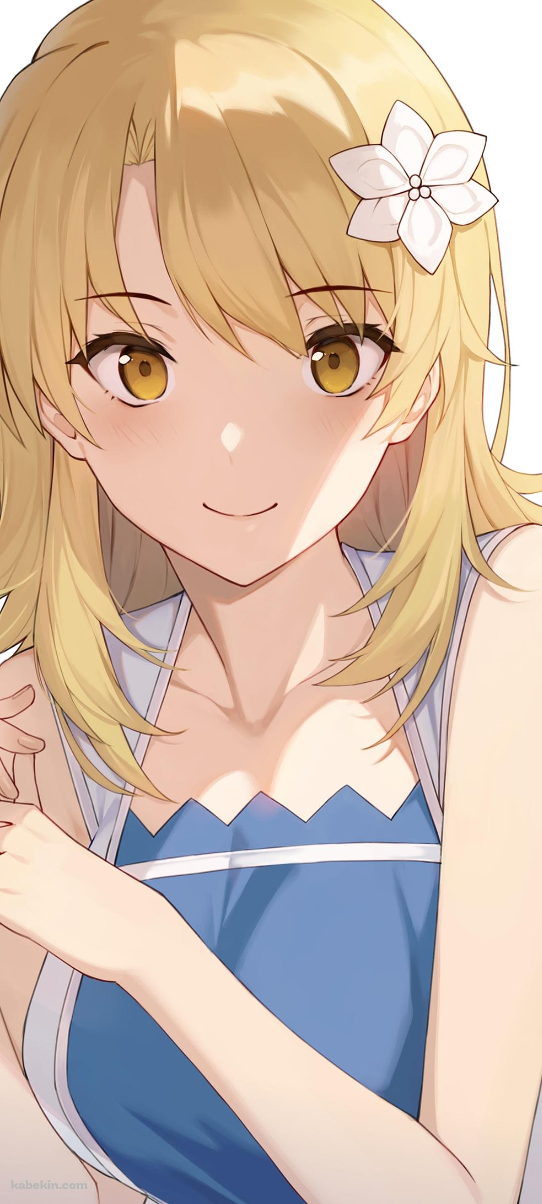 白い花の髪飾りをつけた可愛い一色いろは / やはり俺の青春ラブコメはまちがっている。のAndroidの壁紙(1080px x 2400px) スマホ用