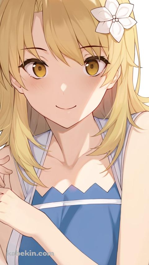 白い花の髪飾りをつけた可愛い一色いろは / やはり俺の青春ラブコメはまちがっている。のAndroidの壁紙(480px x 854px) スマホ用