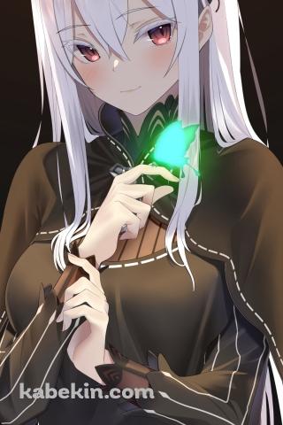 緑に光る蝶と赤い瞳のエキドナ / re:ゼロから始める異世界生活のAndroidの壁紙(320px x 480px) スマホ用
