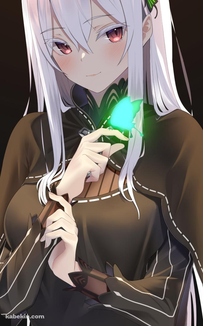 緑に光る蝶と赤い瞳のエキドナ / re:ゼロから始める異世界生活のAndroidの壁紙(800px x 1280px) スマホ用