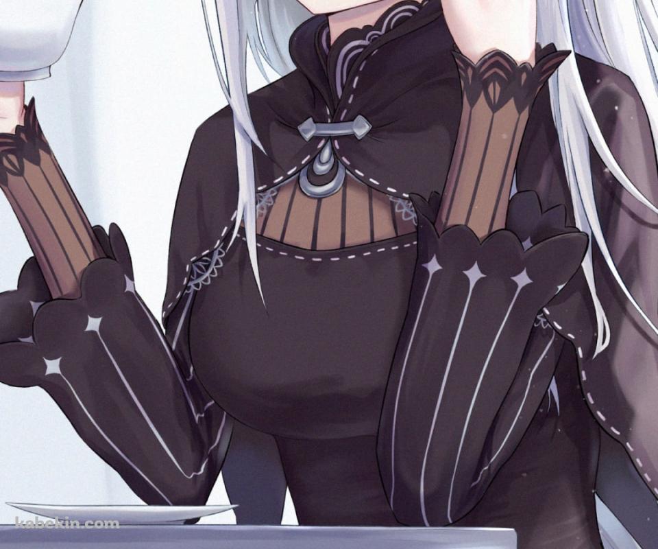 ティーカップを持ち微笑むエキドナ / Re:ゼロから始める異世界生活のAndroidの壁紙(960px x 800px) スマホ用
