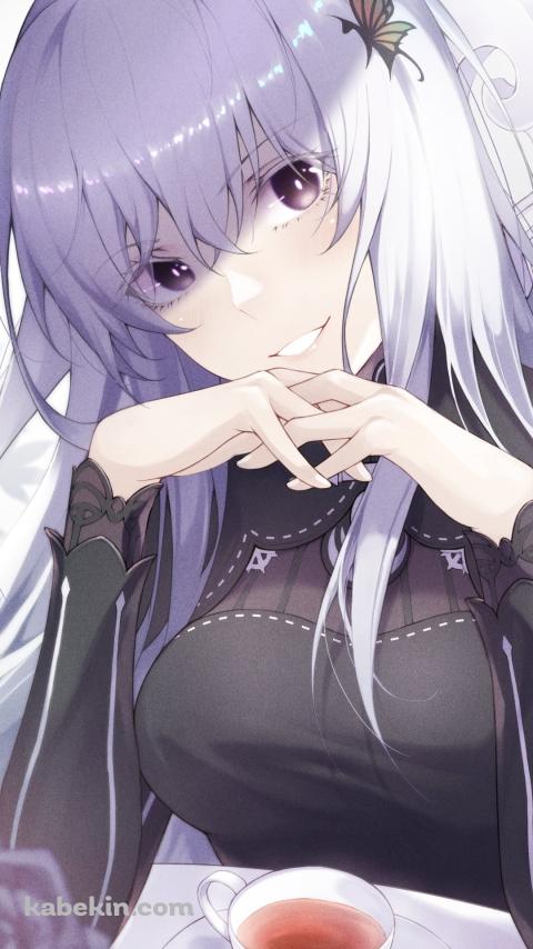 お茶をしながら微笑むエキドナ / Re:ゼロから始める異世界生活のAndroidの壁紙(480px x 854px) スマホ用