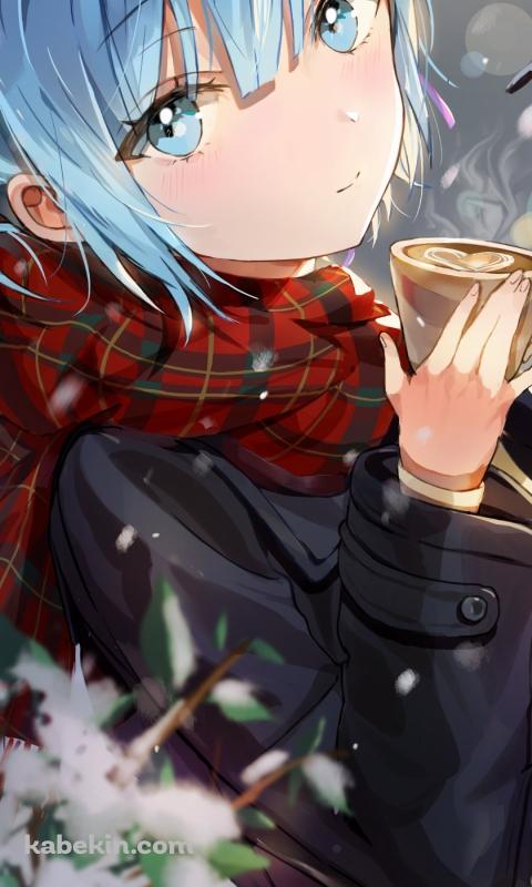 小さいコーヒーカップに入った珈琲を持つ可愛いレム / Re:ゼロから始める異世界生活のAndroidの壁紙(480px x 800px) スマホ用