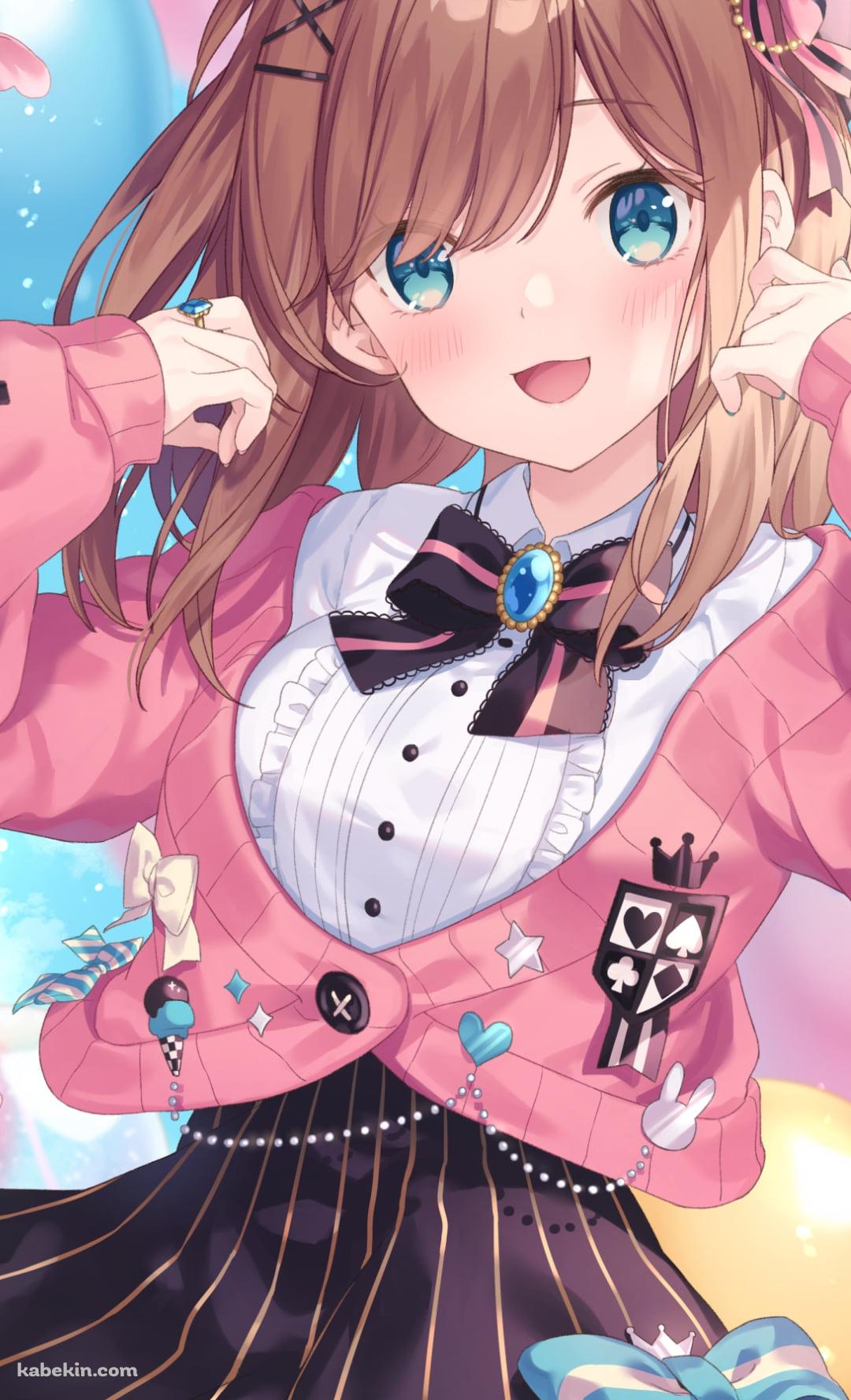 ピンクのカーディガンを羽織って笑顔の鈴原るる / にじさんじ / バーチャルYouTuber / VtuberのAndroidの壁紙(1080px x 1776px) スマホ用