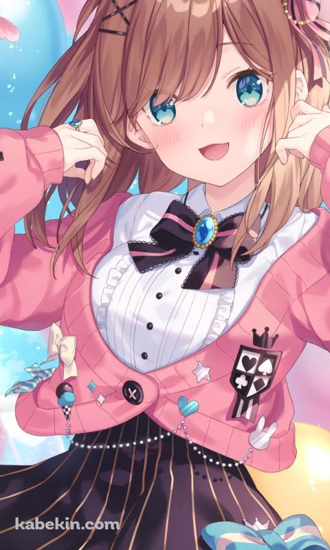 ピンクのカーディガンを羽織って笑顔の鈴原るる / にじさんじ / バーチャルYouTuber / VtuberのAndroidの壁紙(480px x 800px) スマホ用