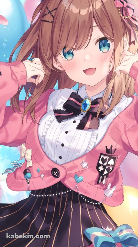 ピンクのカーディガンを羽織って笑顔の鈴原るる / にじさんじ / バーチャルYouTuber / VtuberのAndroidの壁紙(480px x 854px) スマホ用