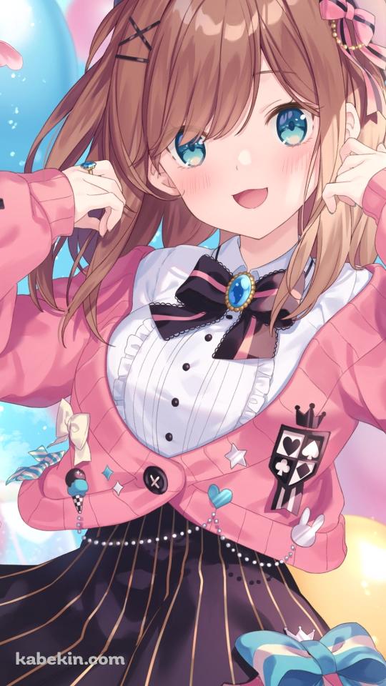 ピンクのカーディガンを羽織って笑顔の鈴原るる / にじさんじ / バーチャルYouTuber / VtuberのAndroidの壁紙(540px x 960px) スマホ用