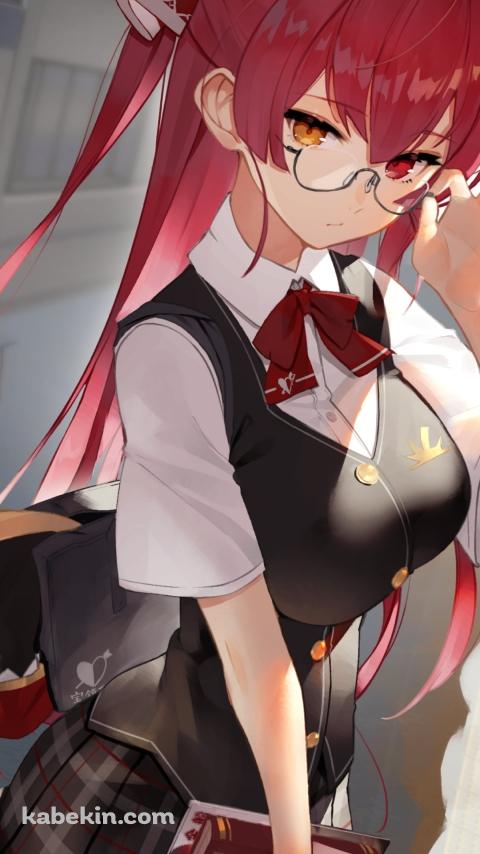 メガネをかけた宝鐘マリン / ホロライブ / バーチャルYouTuber / VtuberのAndroidの壁紙(480px x 854px) スマホ用
