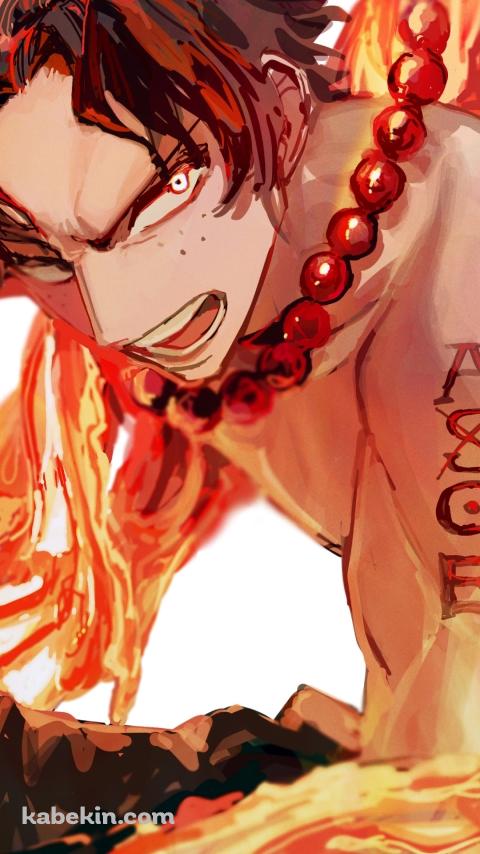 鋭い眼光のポートガス・D・エース / 火拳のエース / メラメラの実 / ワンピース / ONE PIECEのAndroidの壁紙(480px x 854px) スマホ用