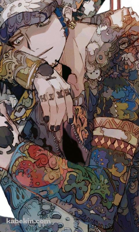 日本刀を抱くかっこいいトラファルガー・ロー / ワンピース / ONE PIECEのAndroidの壁紙(480px x 800px) スマホ用