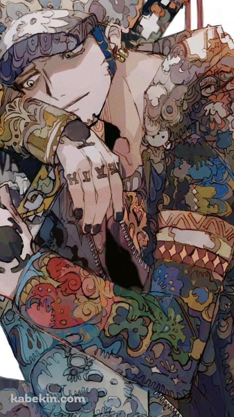 日本刀を抱くかっこいいトラファルガー・ロー / ワンピース / ONE PIECEのAndroidの壁紙(480px x 854px) スマホ用
