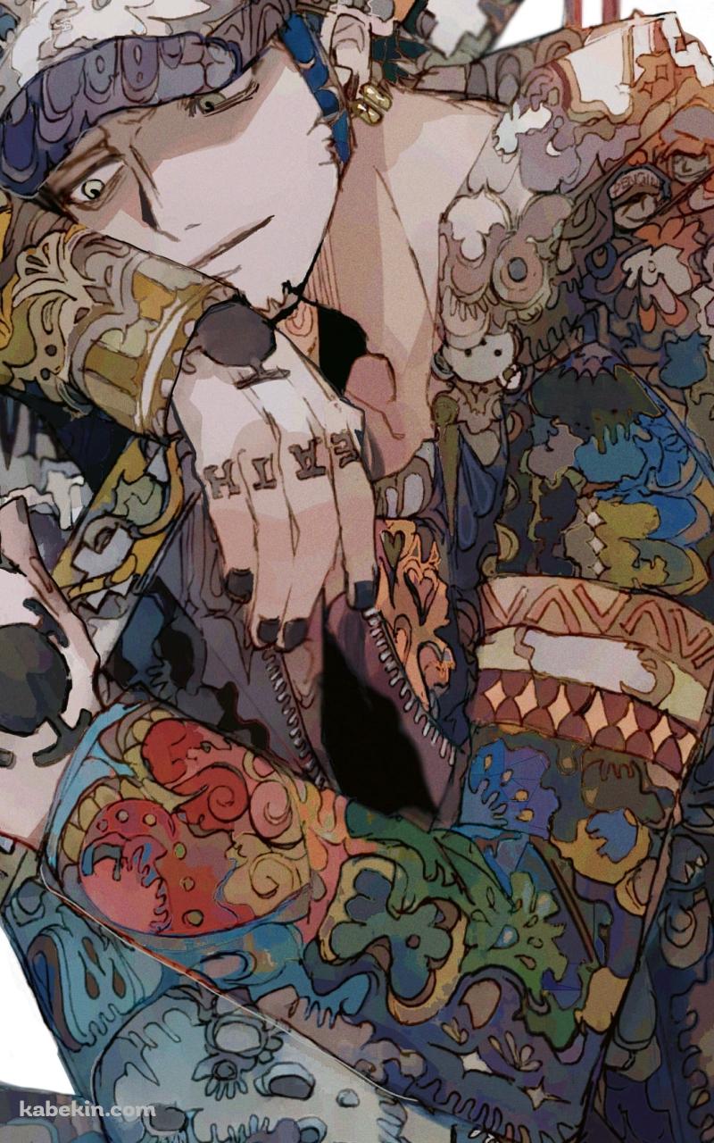 日本刀を抱くかっこいいトラファルガー・ロー / ワンピース / ONE PIECEのAndroidの壁紙(800px x 1280px) スマホ用