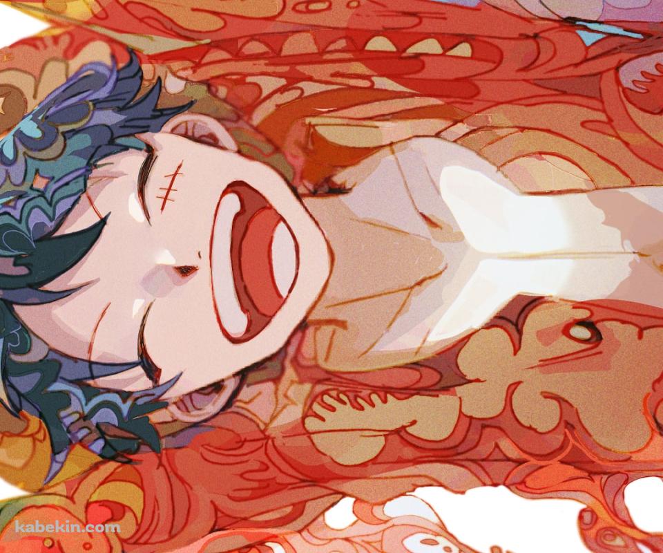 万歳する笑顔のルフィ / ポートガス・d・エース / サボ / ワンピース / 盃兄弟 / ONE PIECEのAndroidの壁紙(960px x 800px) スマホ用