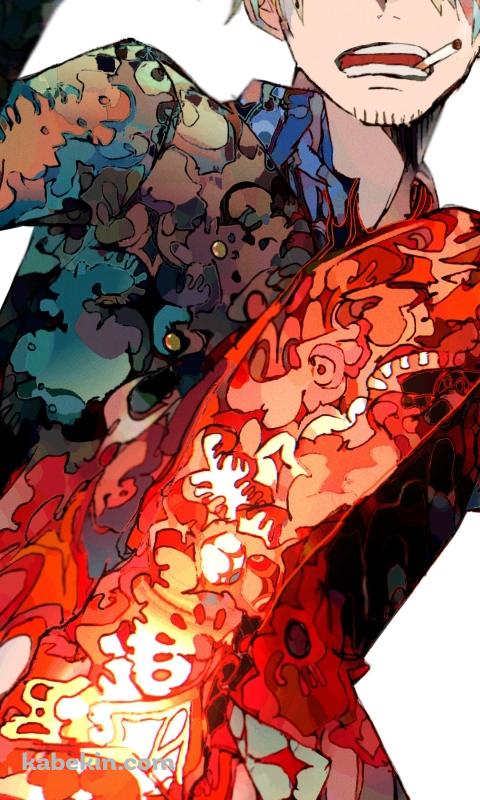右足で蹴りを出すかっこいいサンジ / ワンピース / ONE PIECEのAndroidの壁紙(480px x 800px) スマホ用