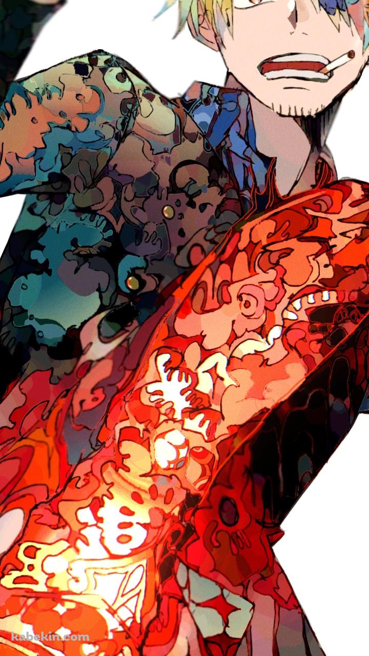 右足で蹴りを出すかっこいいサンジ / ワンピース / ONE PIECEのAndroidの壁紙(720px x 1280px) スマホ用