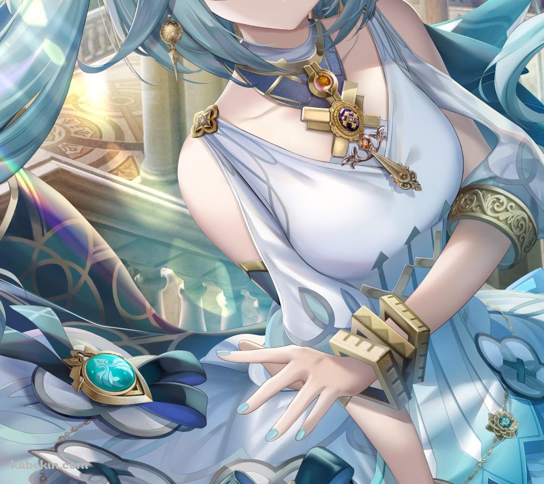 中世の街並みとファルザン / ツインテール / 空中に浮かぶ本 / 原神のAndroidの壁紙(1080px x 960px) スマホ用