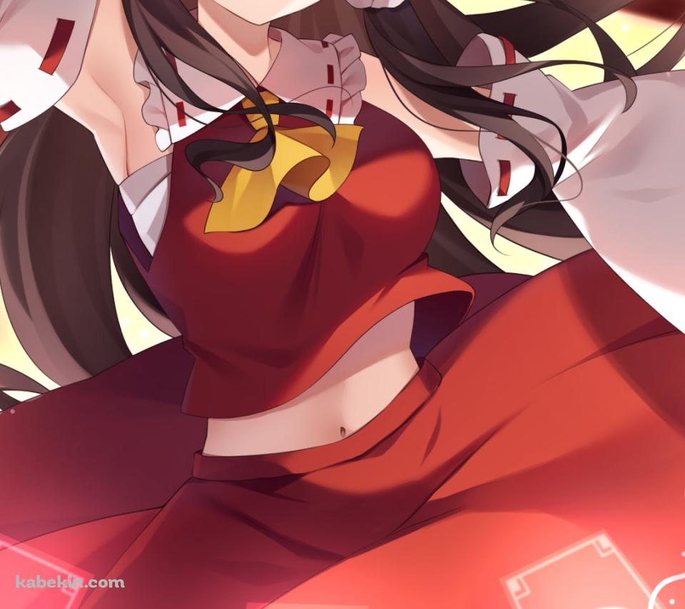 お札を持つ可愛い博麗霊夢 / 透明なお札 / 東方のAndroidの壁紙(960px x 854px) スマホ用