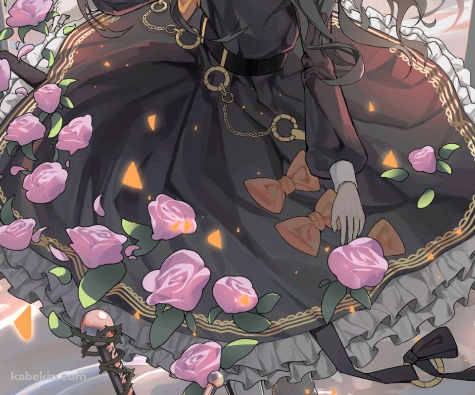 水の上に佇む対立 / ピンクの薔薇 / 大きな剣 / 綺麗 / アーケアのAndroidの壁紙(960px x 800px) スマホ用