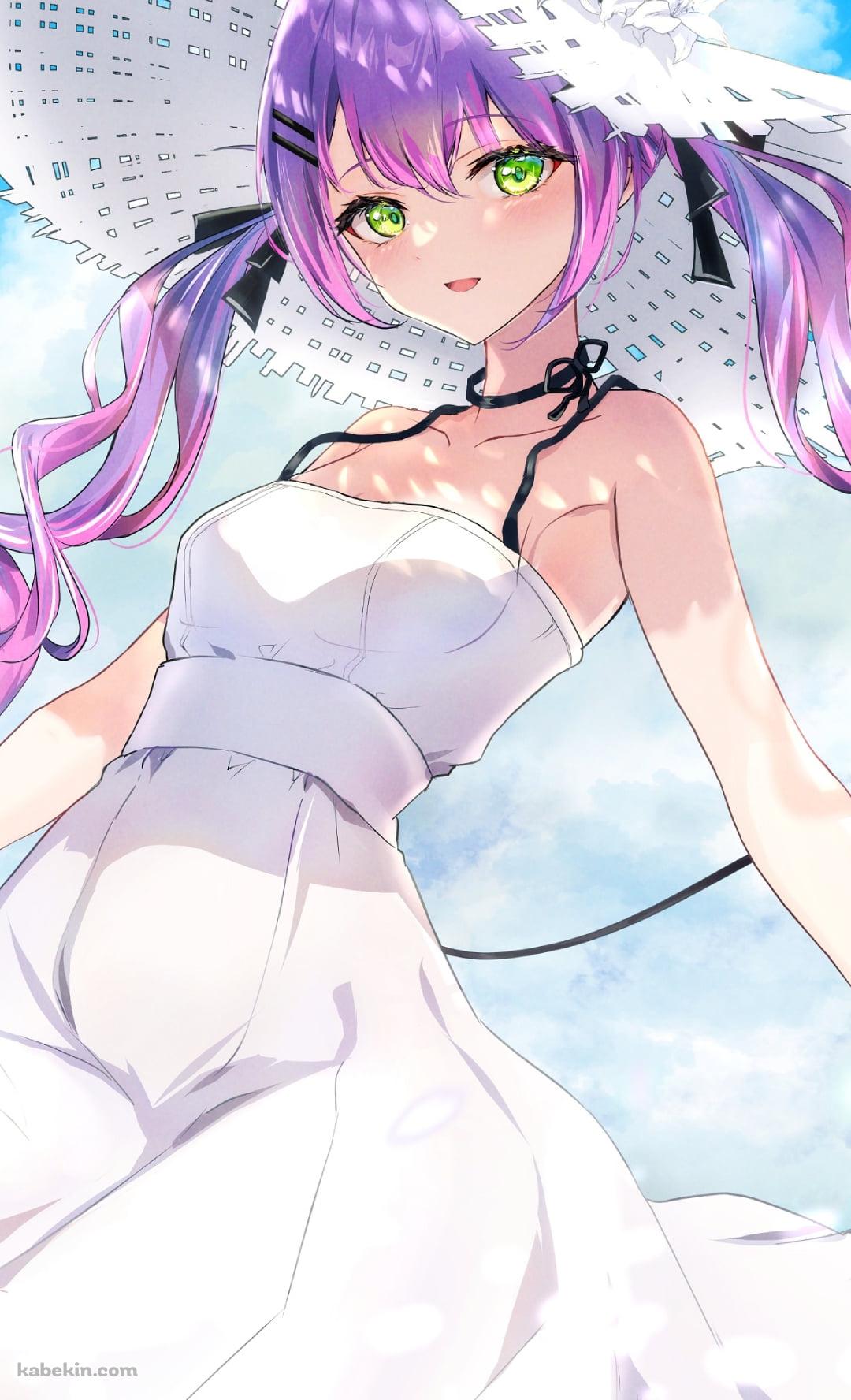 青空の下、白い帽子を被った可愛い常闇トワ / ホロライブ / バーチャルYouTuber / VtuberのAndroidの壁紙(1080px x 1776px) スマホ用