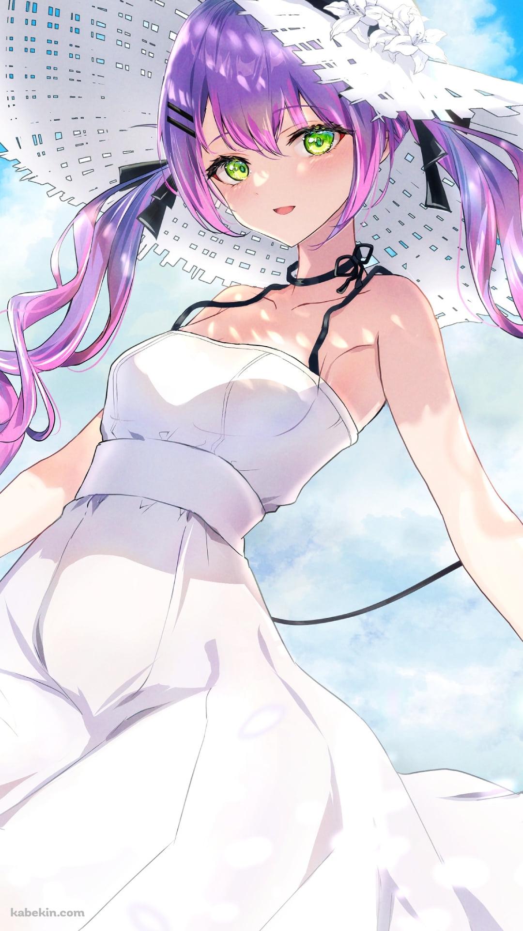 青空の下、白い帽子を被った可愛い常闇トワ / ホロライブ / バーチャルYouTuber / VtuberのAndroidの壁紙(1080px x 1920px) スマホ用