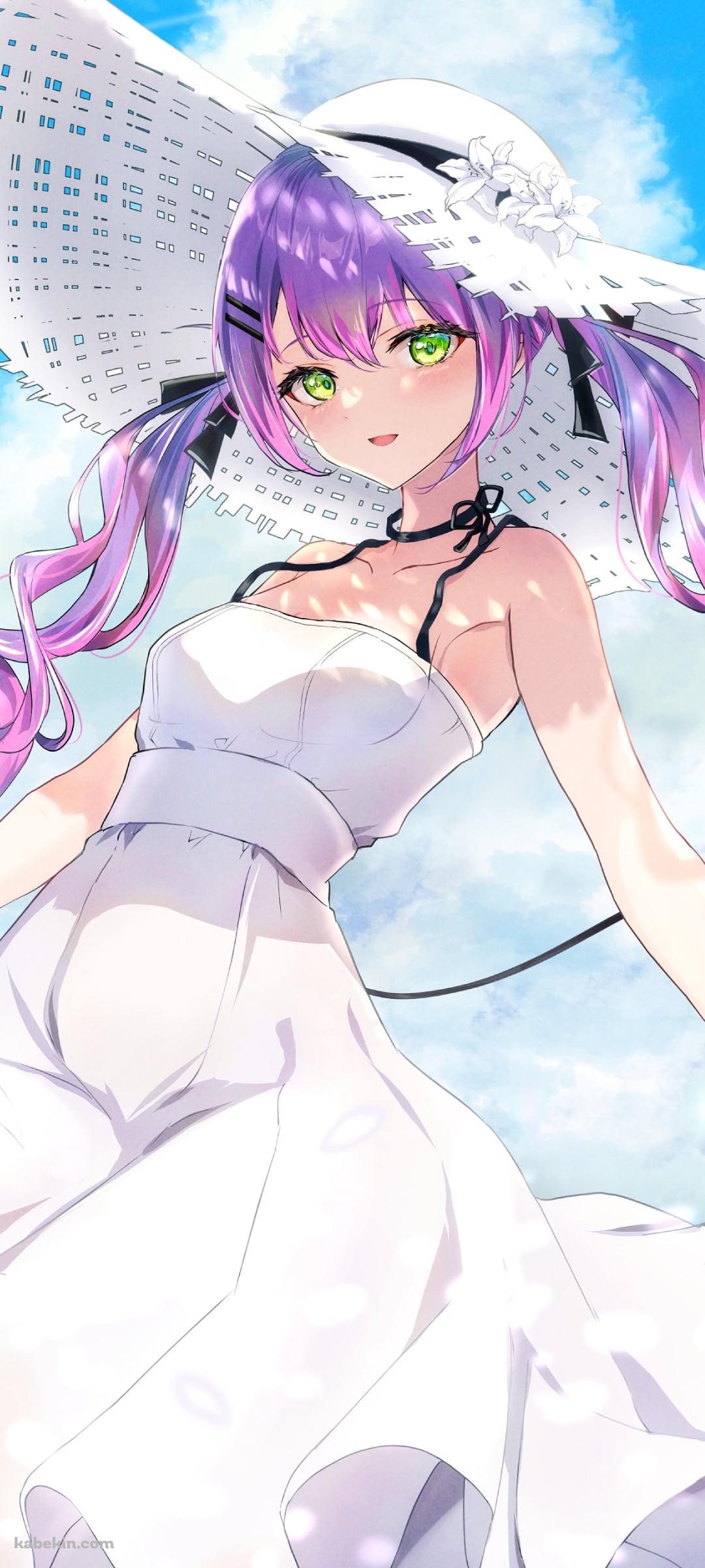 青空の下、白い帽子を被った可愛い常闇トワ / ホロライブ / バーチャルYouTuber / VtuberのAndroidの壁紙(1080px x 2400px) スマホ用