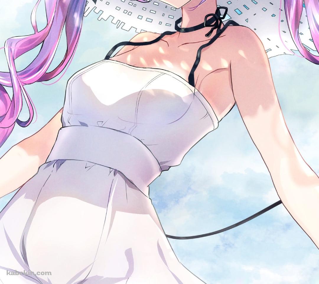 青空の下、白い帽子を被った可愛い常闇トワ / ホロライブ / バーチャルYouTuber / VtuberのAndroidの壁紙(1080px x 960px) スマホ用