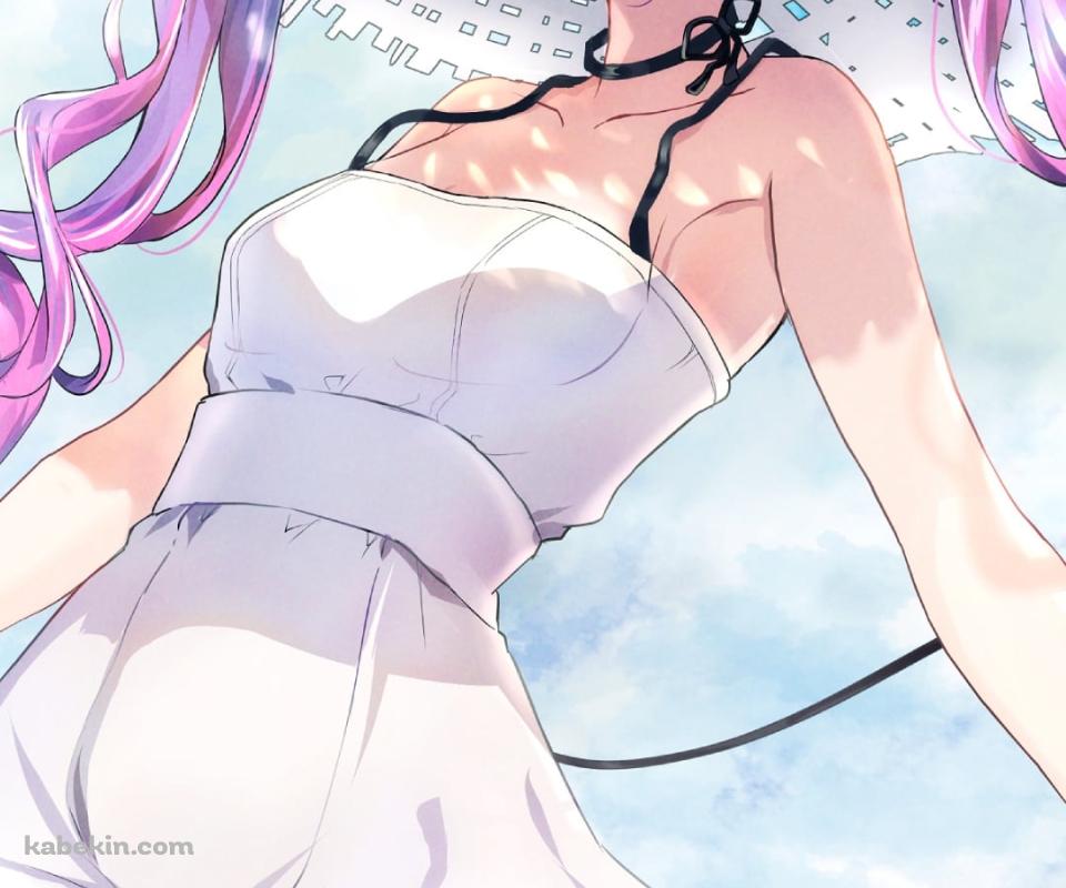 青空の下、白い帽子を被った可愛い常闇トワ / ホロライブ / バーチャルYouTuber / VtuberのAndroidの壁紙(960px x 800px) スマホ用