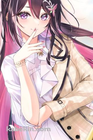 綺麗なAZKi / 舞い散る花 / ホロライブ / バーチャルYouTuber / VtuberのAndroidの壁紙(320px x 480px) スマホ用