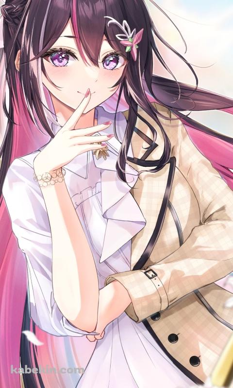 綺麗なAZKi / 舞い散る花 / ホロライブ / バーチャルYouTuber / VtuberのAndroidの壁紙(480px x 800px) スマホ用