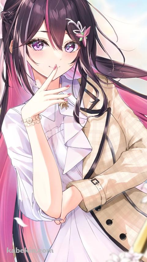 綺麗なAZKi / 舞い散る花 / ホロライブ / バーチャルYouTuber / VtuberのAndroidの壁紙(480px x 854px) スマホ用