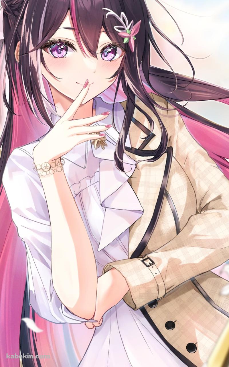 綺麗なAZKi / 舞い散る花 / ホロライブ / バーチャルYouTuber / VtuberのAndroidの壁紙(800px x 1280px) スマホ用