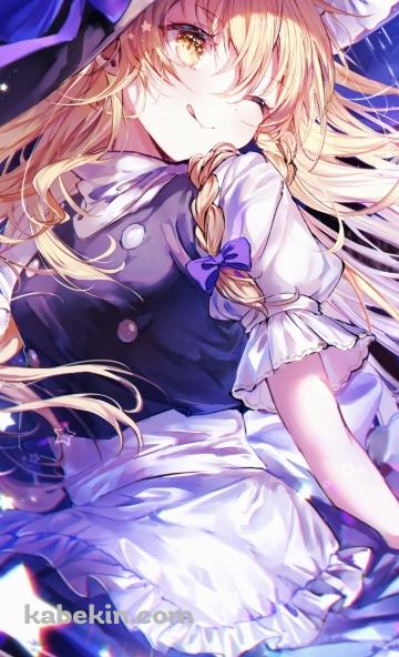 ウィンクする可愛い霧雨魔理沙 / 東方のAndroidの壁紙(360px x 592px) スマホ用