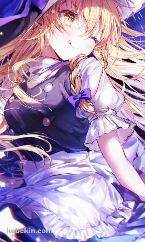 ウィンクする可愛い霧雨魔理沙 / 東方のAndroidの壁紙(480px x 800px) スマホ用