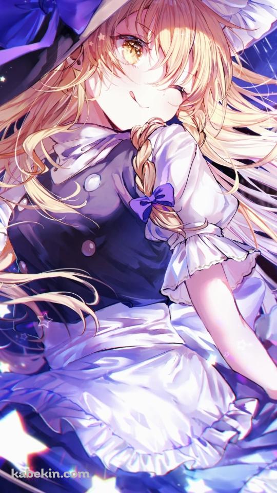 ウィンクする可愛い霧雨魔理沙 / 東方のAndroidの壁紙(540px x 960px) スマホ用