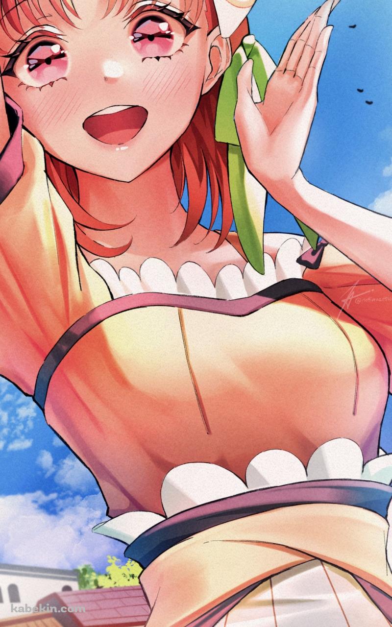 オレンジの服を着た笑顔の高海千歌 / ラブライブ!サンシャイン!!のAndroidの壁紙(800px x 1280px) スマホ用