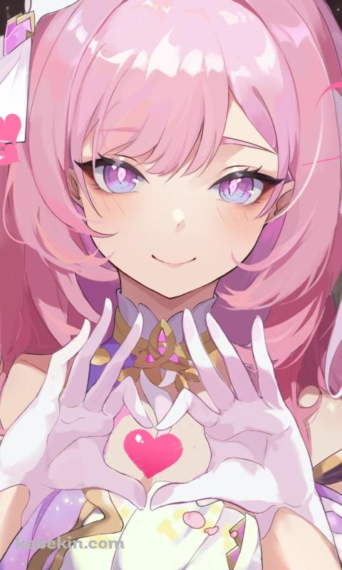 指でハートを作り微笑むエリシア / 崩壊3rd / 崩坏3rdのAndroidの壁紙(480px x 800px) スマホ用