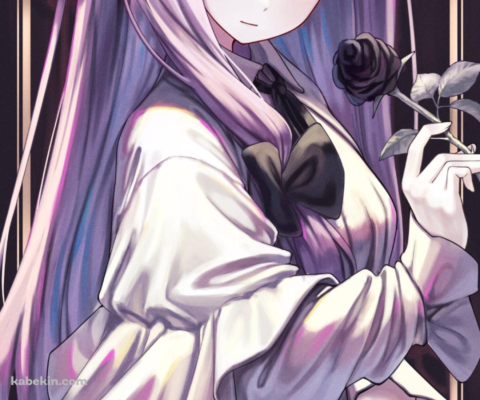 黒い薔薇を持つ綺麗なパチュリー・ノーレッジ / 東方のAndroidの壁紙(960px x 800px) スマホ用