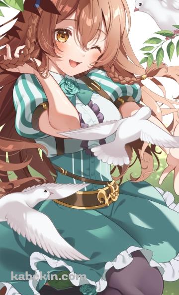 白い鳩と戯れるメジロブライト / ウマ娘のAndroidの壁紙(360px x 592px) スマホ用