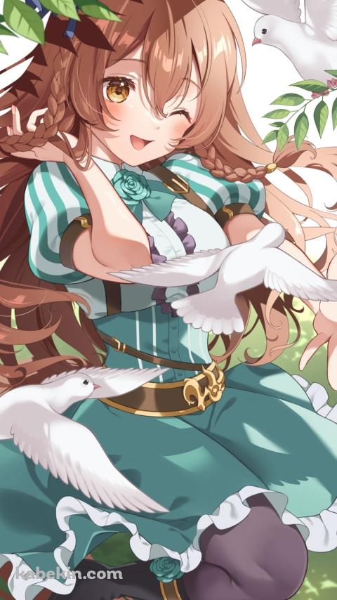 白い鳩と戯れるメジロブライト / ウマ娘のAndroidの壁紙(480px x 854px) スマホ用