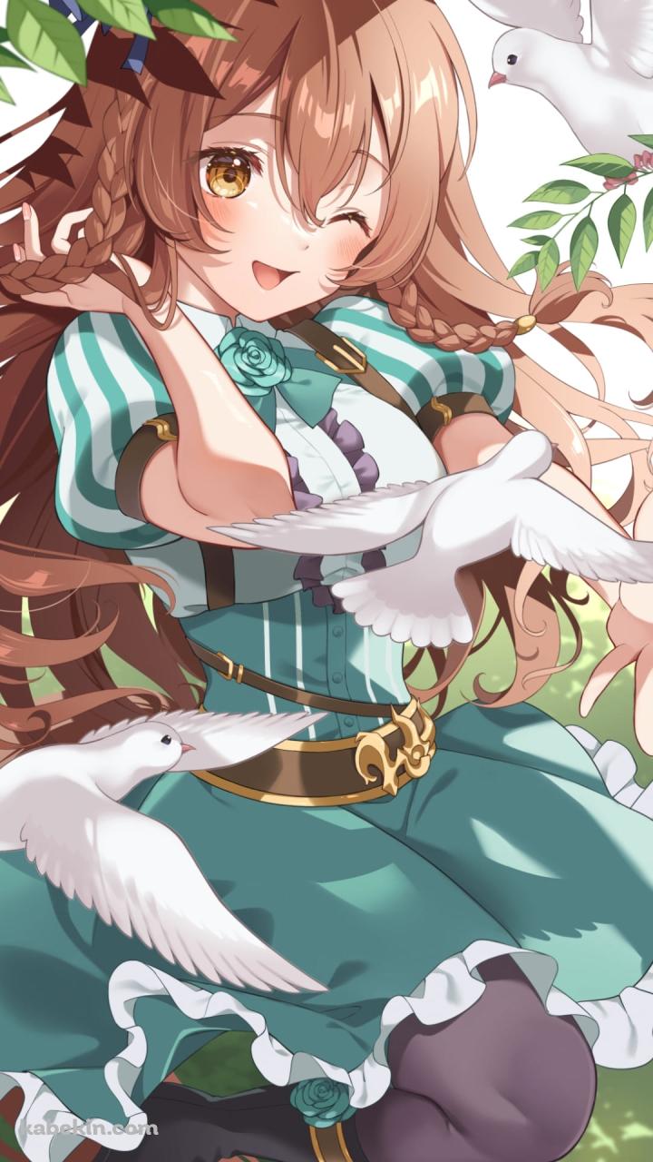 白い鳩と戯れるメジロブライト / ウマ娘のAndroidの壁紙(720px x 1280px) スマホ用