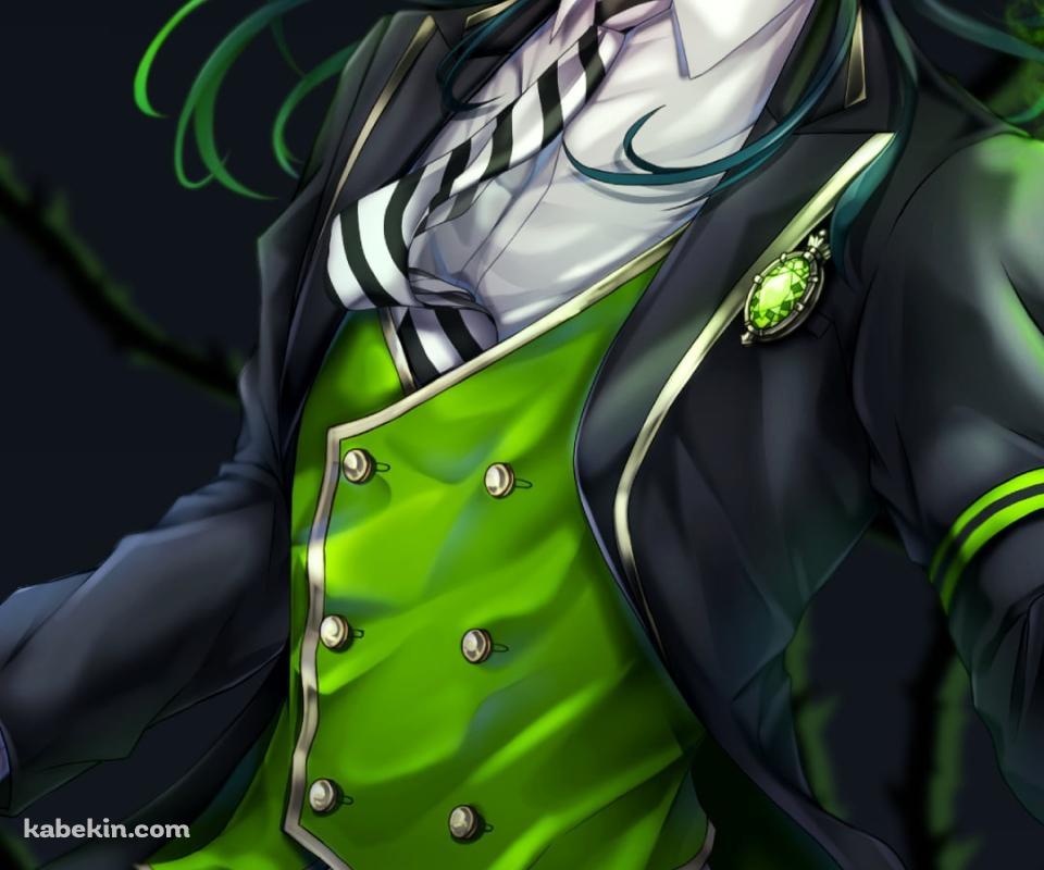 黒と緑のスーツを着たかっこいいマレウス・ドラコニア / ツイステッドワンダーランドのAndroidの壁紙(960px x 800px) スマホ用