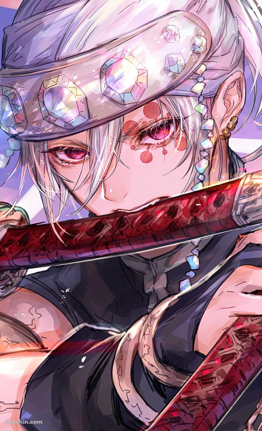 刀を咥えるかっこいい宇髄 天元 / 二刀流 / 音柱 / Tengen Uzui / 鬼滅の刃のAndroidの壁紙(1080px x 1776px) スマホ用