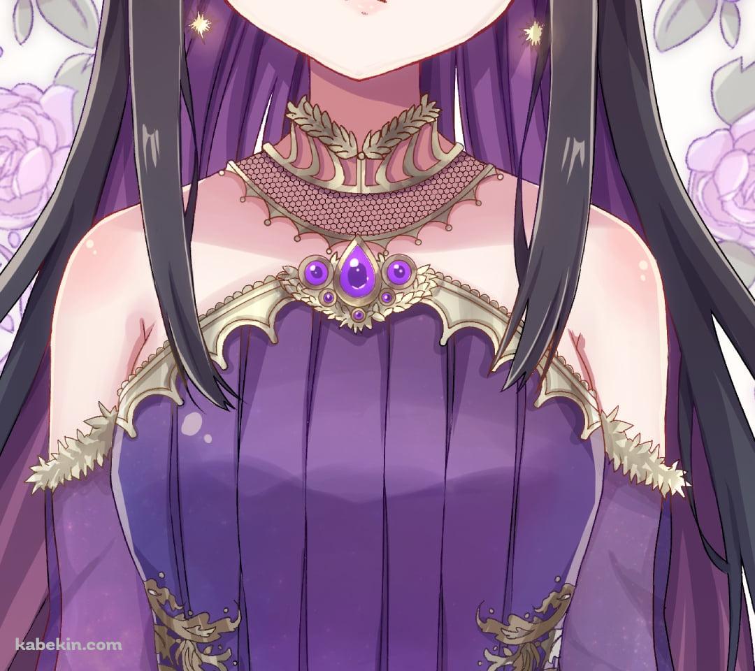 ティアラをつけた可愛い暁美ほむら / 紫のドレス / 魔法少女まどか☆マギカのAndroidの壁紙(1080px x 960px) スマホ用