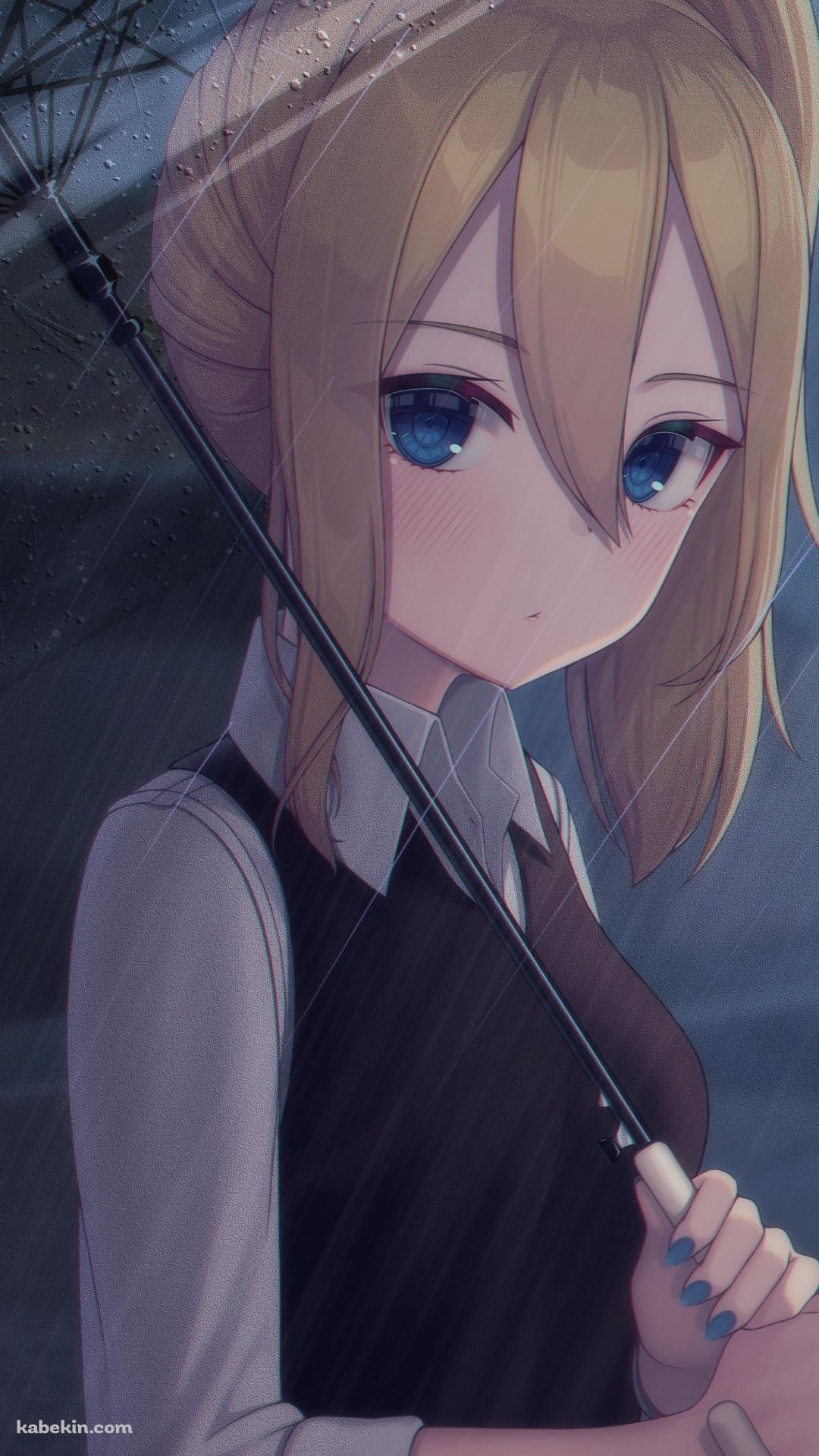 こちらを見つめるビニール傘をさした早坂愛 / 金髪 / かぐや様は告らせたい～天才たちの恋愛頭脳戦～のAndroidの壁紙(1080px x 1920px) スマホ用