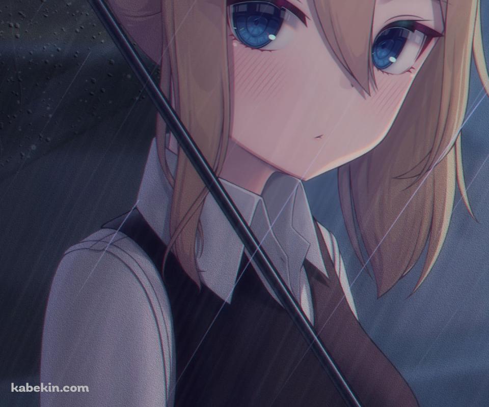 こちらを見つめるビニール傘をさした早坂愛 / 金髪 / かぐや様は告らせたい～天才たちの恋愛頭脳戦～のAndroidの壁紙(960px x 800px) スマホ用