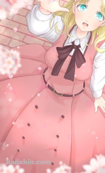 桜の花に手をかざすマリア・キャンベル / 乙女ゲームの破滅フラグしかない悪役令嬢に転生してしまったのAndroidの壁紙(360px x 592px) スマホ用