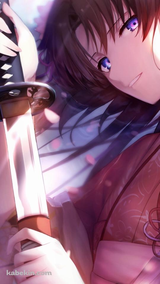 抜刀する綺麗な両儀式(りょうぎしき) / 空の境界のAndroidの壁紙(540px x 960px) スマホ用