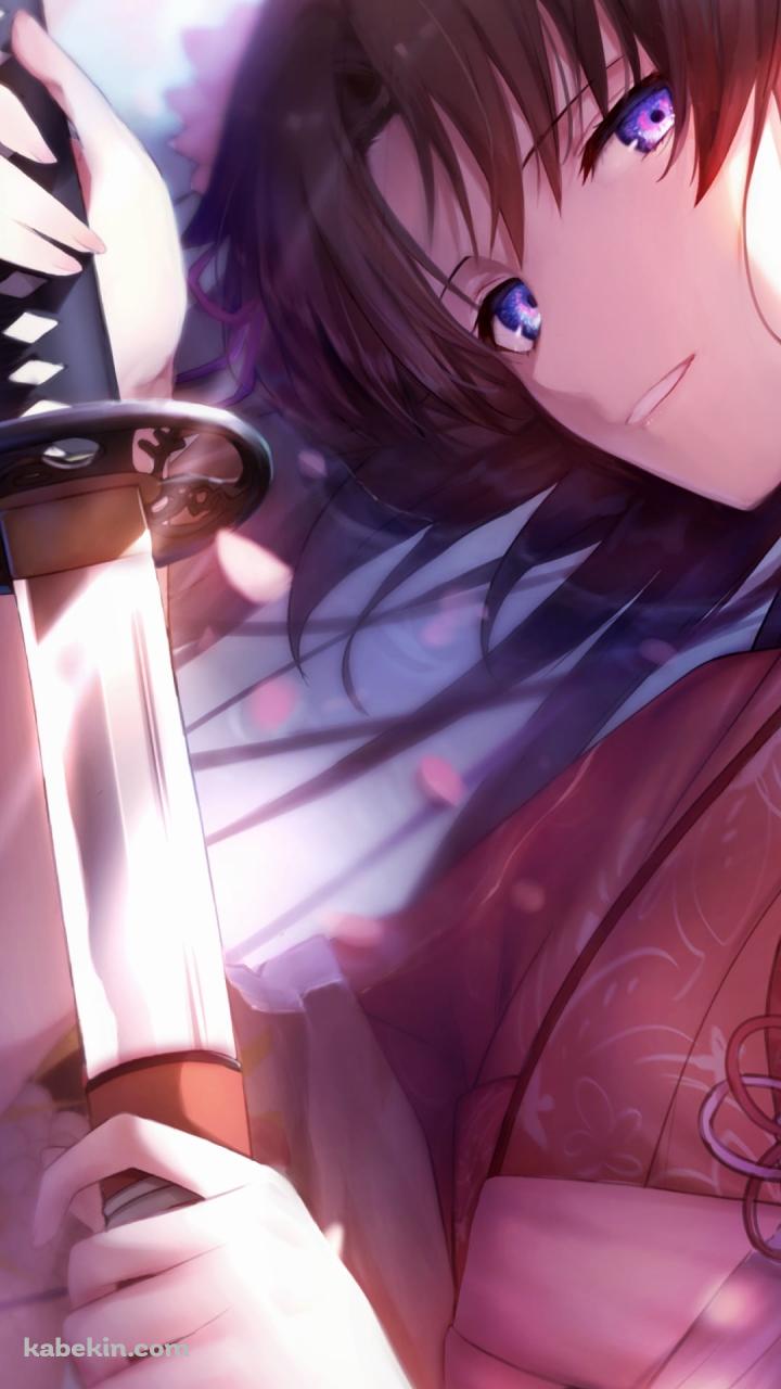 抜刀する綺麗な両儀式(りょうぎしき) / 空の境界のAndroidの壁紙(720px x 1280px) スマホ用