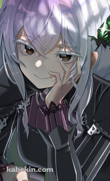 ティーカップを持つ黒いドレスを着たエキドナ / Re:ゼロから始める異世界生活のAndroidの壁紙(360px x 592px) スマホ用