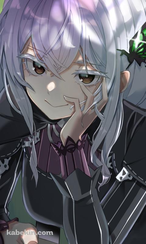 ティーカップを持つ黒いドレスを着たエキドナ / Re:ゼロから始める異世界生活のAndroidの壁紙(480px x 800px) スマホ用